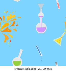 Vector science seamless pattern. Laboratory back to school background