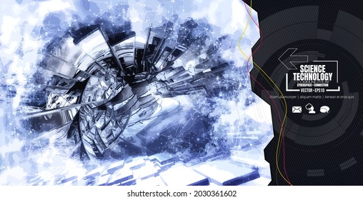 Vector of science technology concept. Background ready for website banner, poster or presentation
