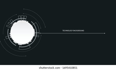 Vector science and technology digital line black background