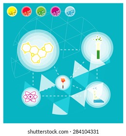 vector Science test tube vector matches the symbol on a blue background