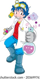 vector science young boy with tube