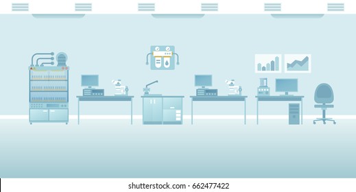 Vector scientific laboratory interior empty scene in flat style