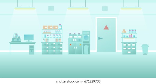 Vector scientific laboratory interior empty scene in flat style