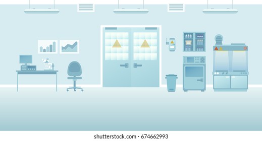 Vector scientific laboratory interior empty scene in flat style