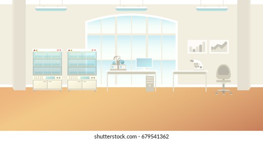 Vector scientific laboratory interior empty scene in flat style