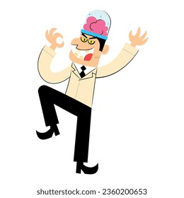 vector scientist crazy cartoon halloween illustration isolated
