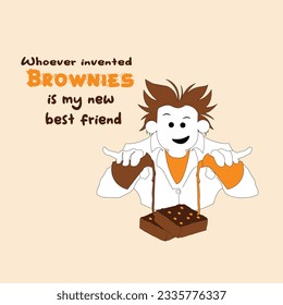 Vector of Scientist making chocolate brownie hand-drawn sketch style. Drawing element design. Used for menu, poster, banner, label, logos or printed t-shirts, etc.