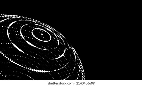 Vector sci-fi black sphere with particles and lines. Concept network connection. Frame sphere. Abstract technology background.