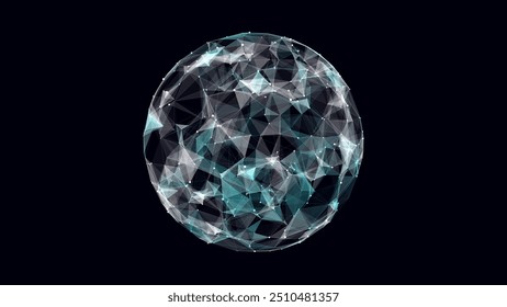 Vector sci-fi colors sphere with particles and lines. Concept network connection. Frame sphere. Abstract technology background.