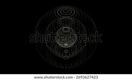 Vector sci-fi green sphere with particles and lines. Concept network connection. Frame sphere. Abstract technology background.
