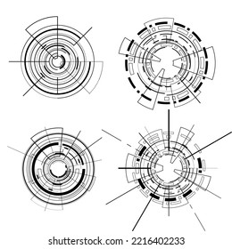 Vector sci-fi HUD futuristic. Fantastic circle technical drawing. Technology abstract circle design element.