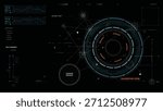 Vector sci-fi HUD interface with circular AI elements and data grid design, perfect for futuristic technology or video overlay template use