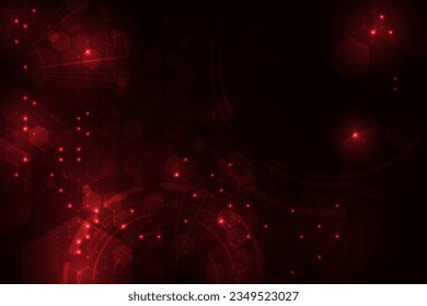 Vector scifi hud ring technology adstract dark red light background.
