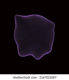 Vector esfera rosa de ciencia ficción con partículas y líneas con efecto de brillo. Concepto de conexión de red. Figura distorsionada del marco. Resumen de los antecedentes tecnológicos.