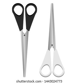 vector scissors black and white on white background