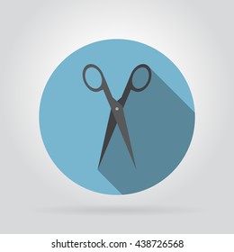 Vector Scissors Blue Icon Flat Style