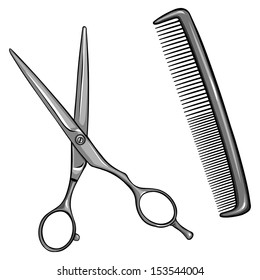 vector scissors and comb