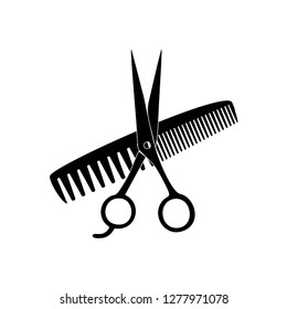Vector Scissors, Comb Black Silhouette salon icon