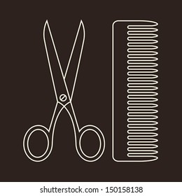 Vector Scissors and Comb. Symbols of hair salon