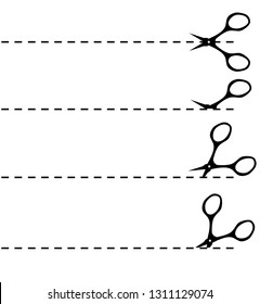 Vector scissors with cut line.