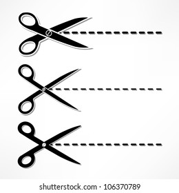 Vector scissors cut lines