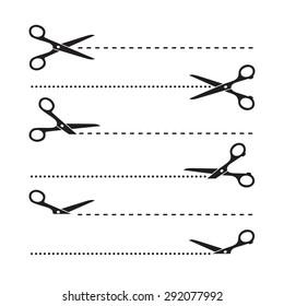 Vector scissors cut lines