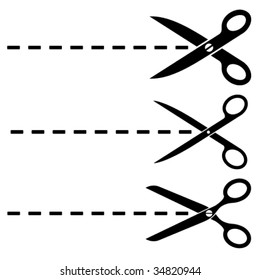 Vector scissors cut lines