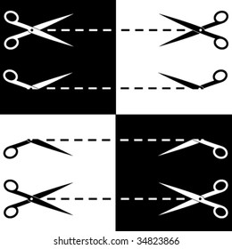 Vector scissors cut lines