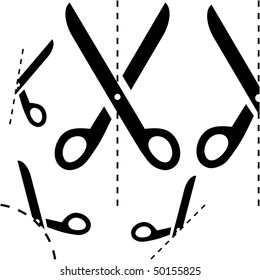 Vector scissors with cut lines