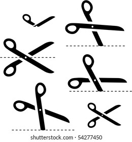 Vector scissors with cut lines