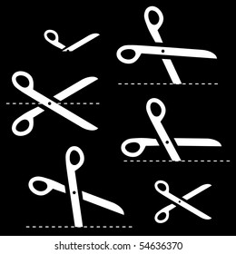 Vector scissors with cut lines