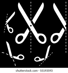 Vector scissors with cut lines