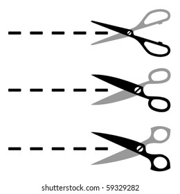 Vector scissors cut lines
