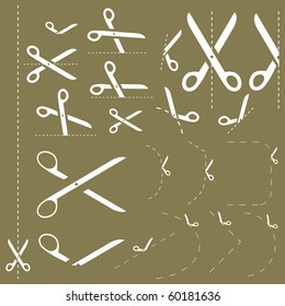 Vector scissors with cut lines