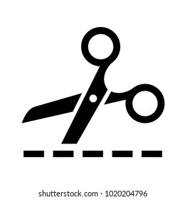 Vector scissors with cut lines isolated on white background