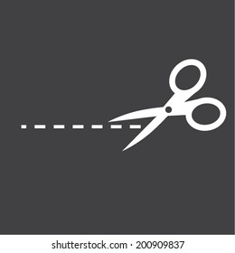 Vector scissors with cut lines isolated
