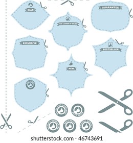 Vector scissors with cut lines templates to choose from