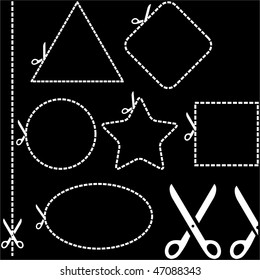 Vector scissors with cut lines templates to choose from