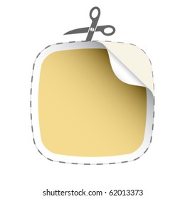 vector scissors cutting beige sticker