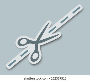 Vector scissors cutting paper