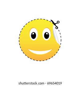 vector scissors cutting smile sticker