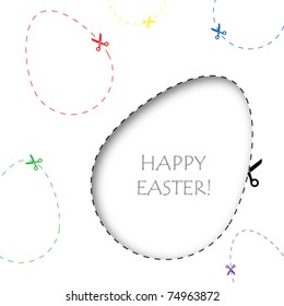 vector scissors cutting sticker like easter egg