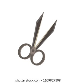 Vector scissors flat icon isolated. Cut design sign symbol illustration, black tool style hair tailor. Haircut line shape trim silhouette clip hairstyle salon element work business.