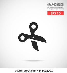 Vector scissors icon. Black icon pictogram. Modern flat design vector illustration, quality concept for web banner, web and mobile application, infographic. Vector icon isolated on gradient background