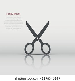 Vector scissors icon in flat style. Scissor sign illustration pictogram. Shear business concept.