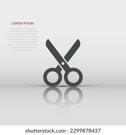 Vector scissors icon in flat style. Scissor sign illustration pictogram. Shear business concept.