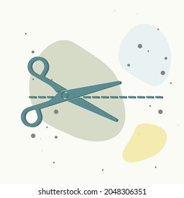 Vector scissors icon on multicolored background. Layers grouped for easy editing illustration. For your design.