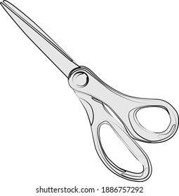 Vector scissors icon on white background. Linear style design icon