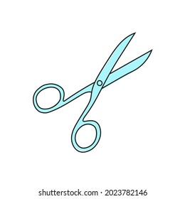 Vector scissors icon on white background. Cartoon style design icon.