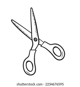 Vector scissors icon on white background. Sketch style design icon.